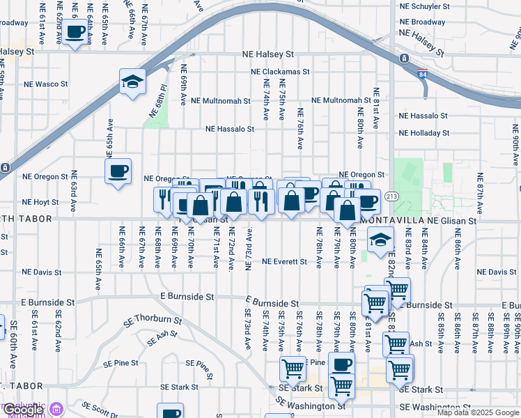 map of restaurants, bars, coffee shops, grocery stores, and more near in Portland