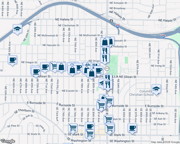 map of restaurants, bars, coffee shops, grocery stores, and more near in Portland