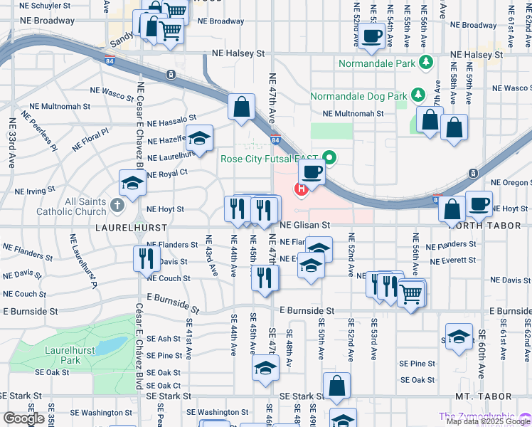 map of restaurants, bars, coffee shops, grocery stores, and more near in Portland