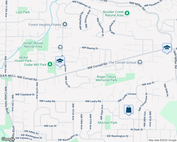 map of restaurants, bars, coffee shops, grocery stores, and more near 942 Northwest Ash Creek Lane in Portland