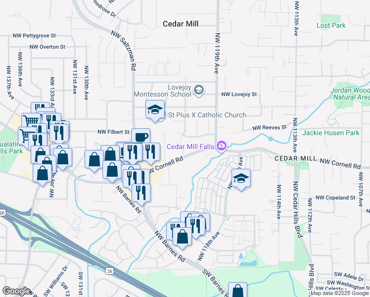 map of restaurants, bars, coffee shops, grocery stores, and more near in Washington County
