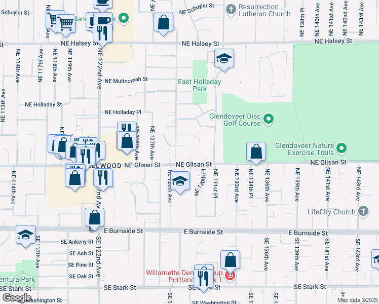 map of restaurants, bars, coffee shops, grocery stores, and more near in Portland