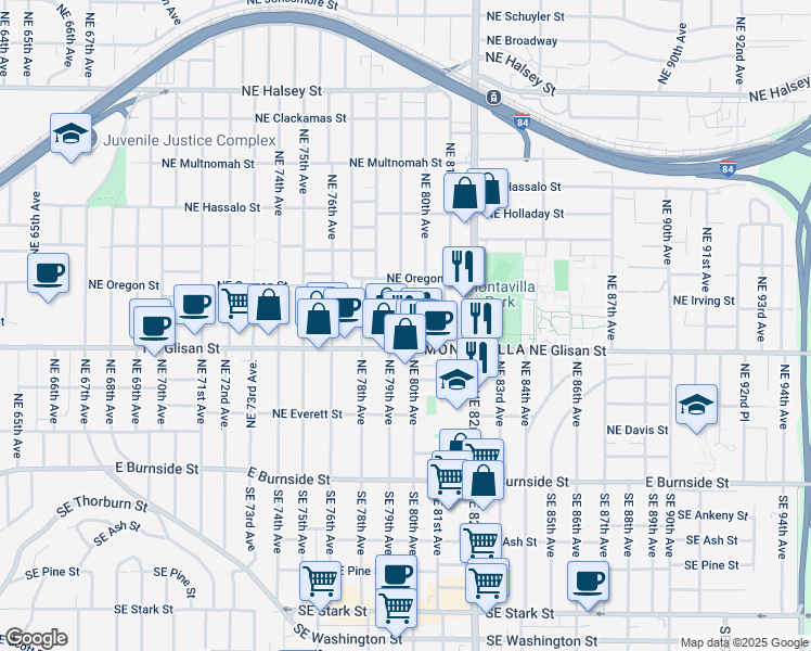 map of restaurants, bars, coffee shops, grocery stores, and more near in Portland