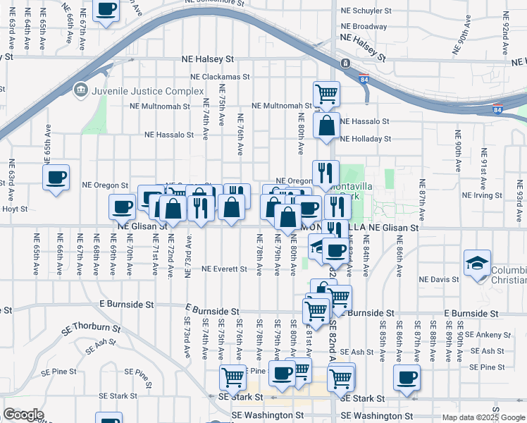 map of restaurants, bars, coffee shops, grocery stores, and more near in Portland