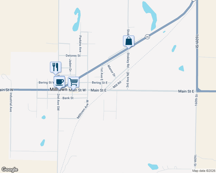 map of restaurants, bars, coffee shops, grocery stores, and more near in Milltown
