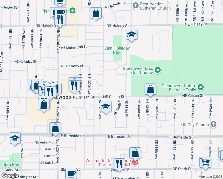 map of restaurants, bars, coffee shops, grocery stores, and more near in Portland