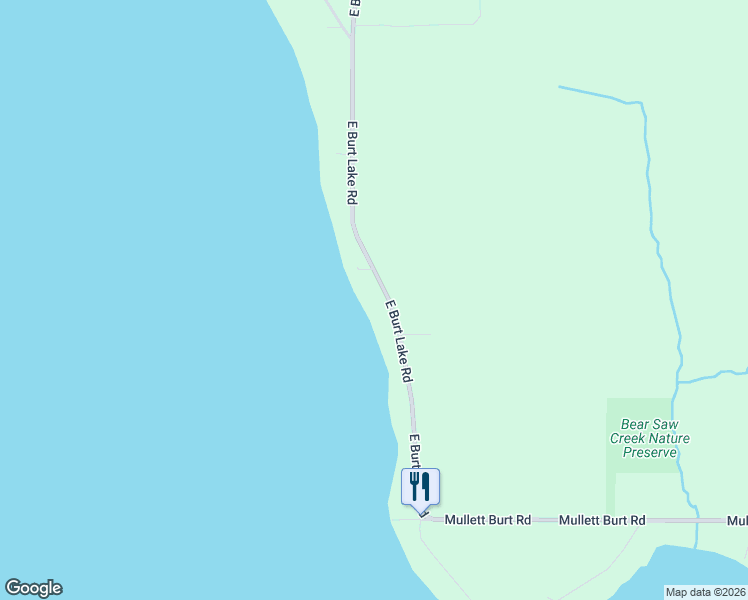 map of restaurants, bars, coffee shops, grocery stores, and more near 4445 East Burt Lake Road in Cheboygan