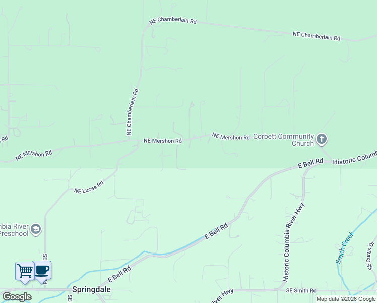 map of restaurants, bars, coffee shops, grocery stores, and more near 33130 Northeast Mershon Road in Corbett