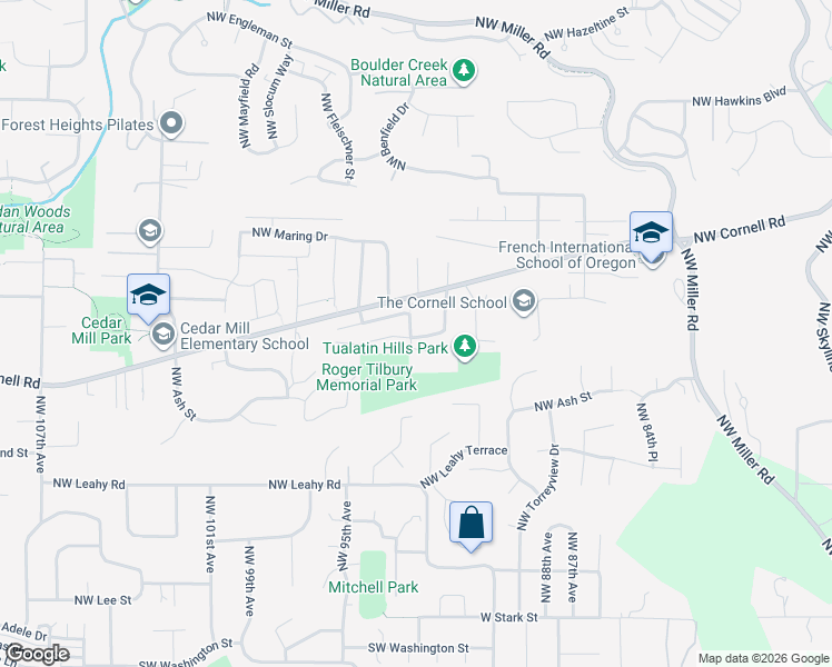 map of restaurants, bars, coffee shops, grocery stores, and more near 9289 Northwest Harvest Hill Drive in Portland