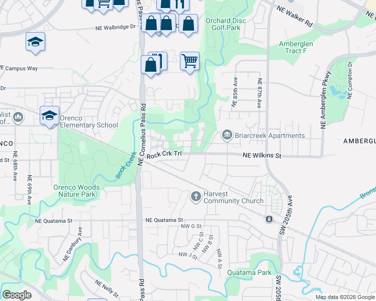 map of restaurants, bars, coffee shops, grocery stores, and more near 8165 Northeast Wilkins Street in Hillsboro