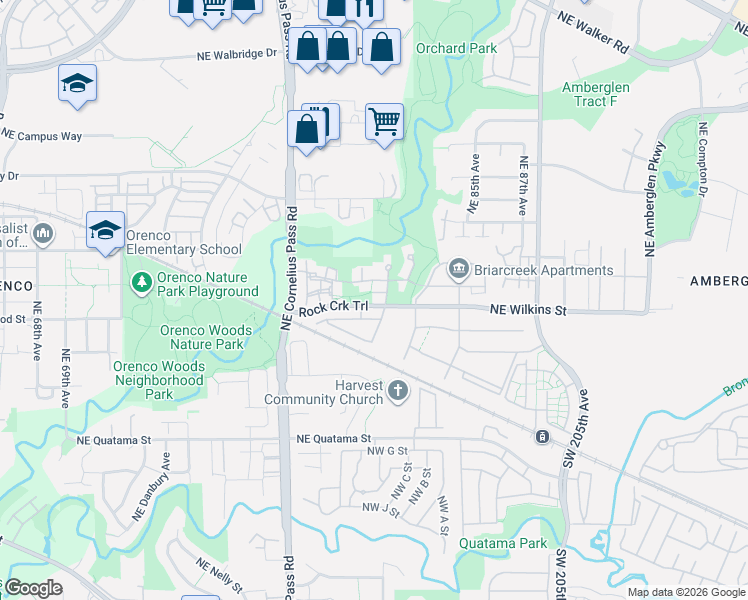 map of restaurants, bars, coffee shops, grocery stores, and more near 21395 Northwest Sydney Street in Hillsboro