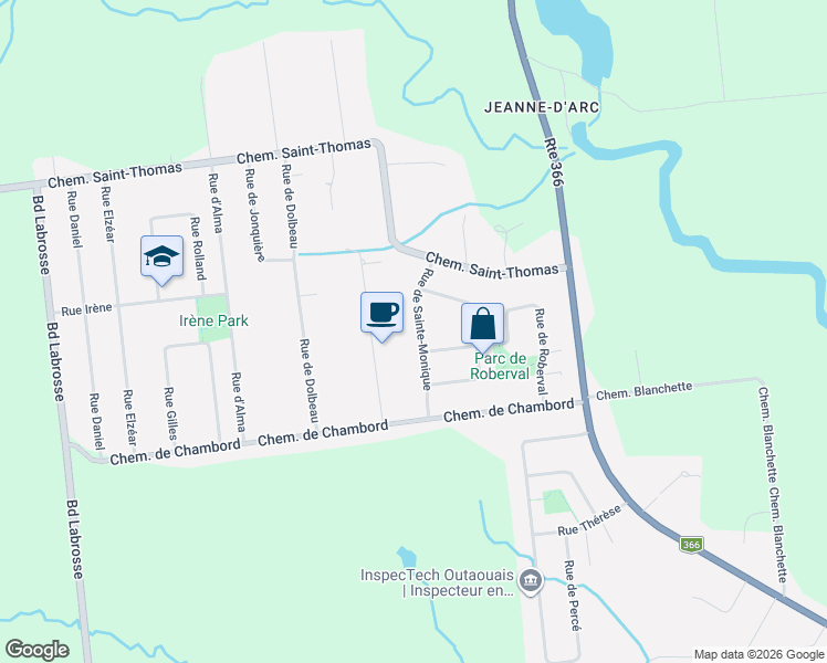 map of restaurants, bars, coffee shops, grocery stores, and more near 45 Rue de Sainte-Monique in Gatineau