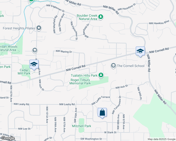 map of restaurants, bars, coffee shops, grocery stores, and more near 1135 Northwest 93rd Avenue in Portland