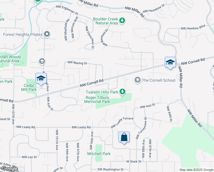 map of restaurants, bars, coffee shops, grocery stores, and more near 1135 Northwest 93rd Avenue in Portland