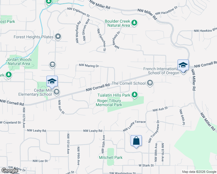 map of restaurants, bars, coffee shops, grocery stores, and more near 1225 Northwest 95th Avenue in Portland