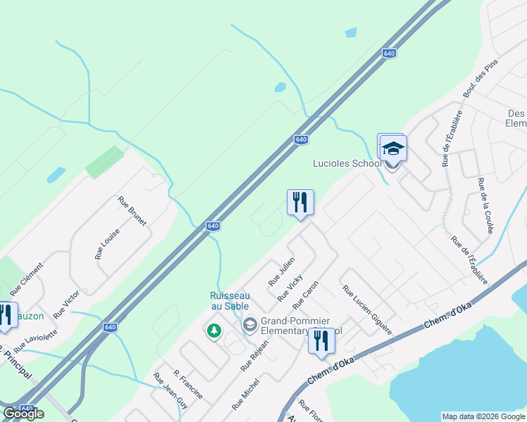 map of restaurants, bars, coffee shops, grocery stores, and more near 674 Rue Caron in Saint-Joseph-du-Lac