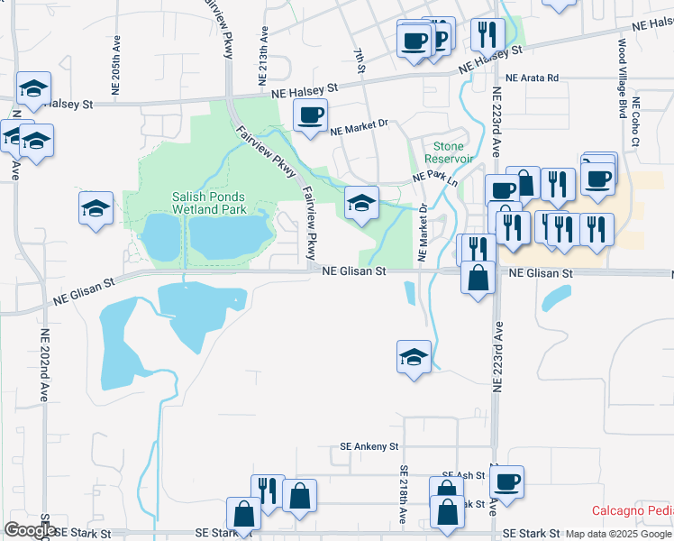 map of restaurants, bars, coffee shops, grocery stores, and more near 21388 Northeast Glisan Street in Gresham