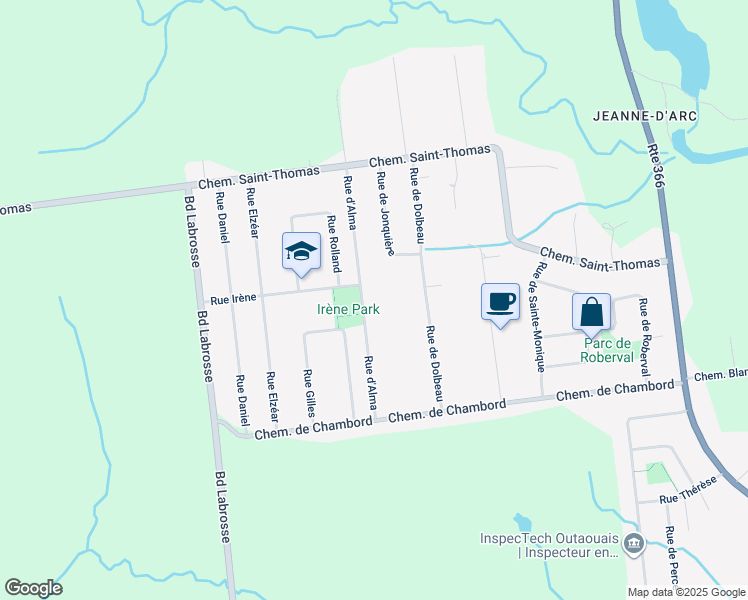 map of restaurants, bars, coffee shops, grocery stores, and more near 1342 Rue d'Alma in Gatineau