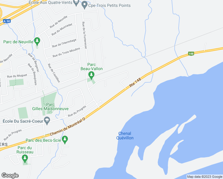 map of restaurants, bars, coffee shops, grocery stores, and more near 877 Chemin de Montréal Ouest in Gatineau