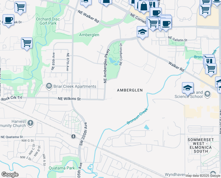 map of restaurants, bars, coffee shops, grocery stores, and more near 1195 Northwest Compton Drive in Hillsboro