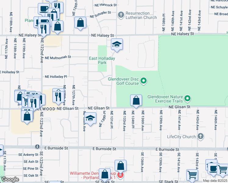 map of restaurants, bars, coffee shops, grocery stores, and more near 712 Northeast 131st Place in Portland
