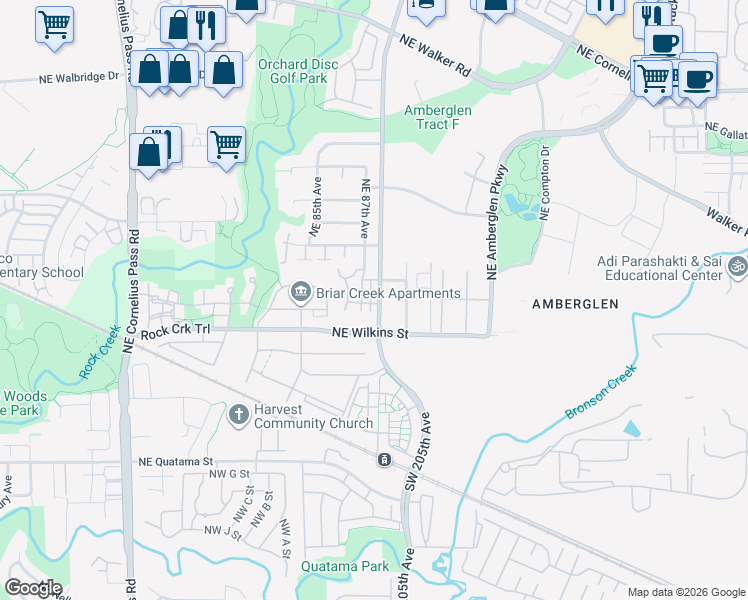 map of restaurants, bars, coffee shops, grocery stores, and more near 1122 Northeast Perl Way in Beaverton