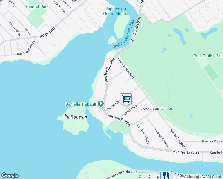 map of restaurants, bars, coffee shops, grocery stores, and more near 19 Rue les Sorbiers in Laval