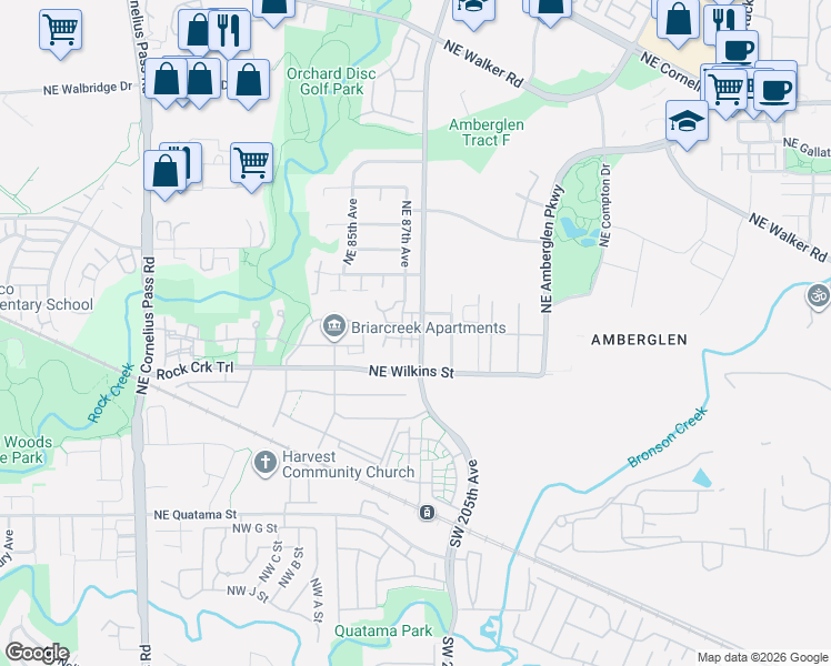 map of restaurants, bars, coffee shops, grocery stores, and more near 1122 Northeast Perl Way in Beaverton
