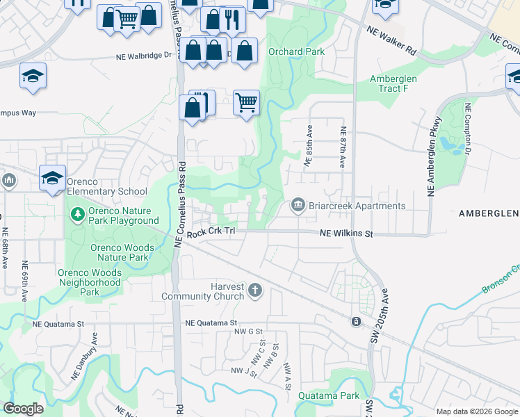 map of restaurants, bars, coffee shops, grocery stores, and more near 1119 Northwest Station Place in Hillsboro