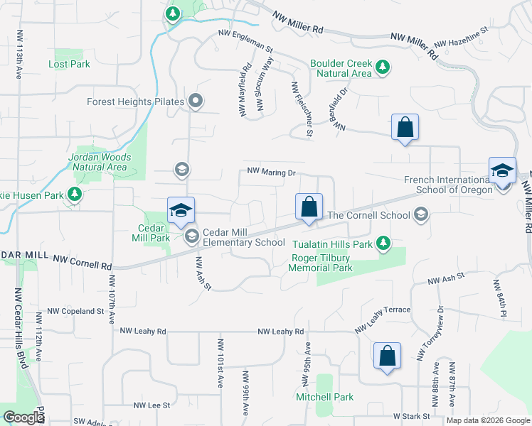 map of restaurants, bars, coffee shops, grocery stores, and more near 1148 Northwest 98th Avenue in Portland
