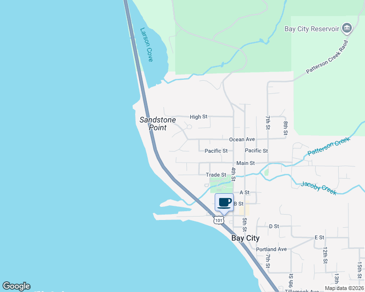 map of restaurants, bars, coffee shops, grocery stores, and more near South Ridge Drive in Bay City