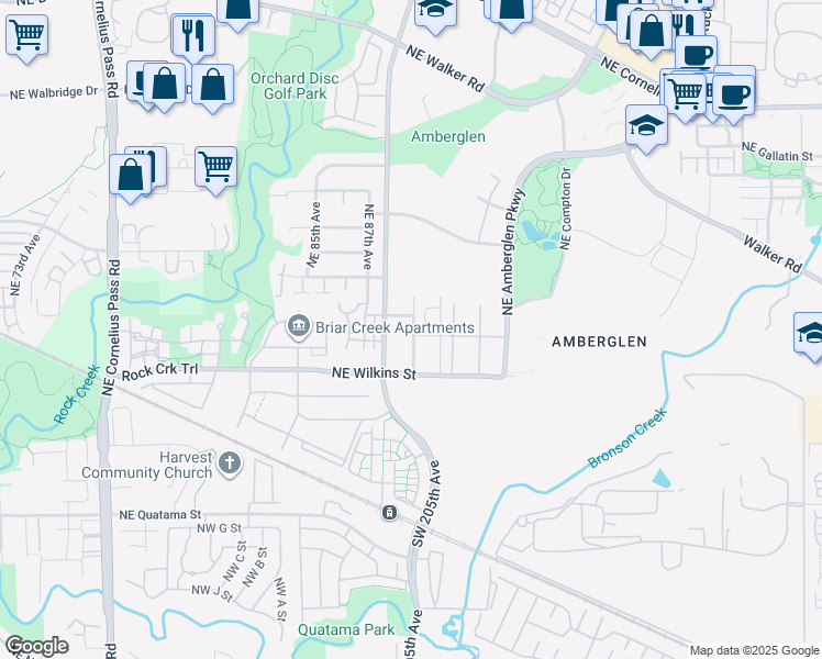 map of restaurants, bars, coffee shops, grocery stores, and more near 8920 Northeast Tennyson Street in Hillsboro