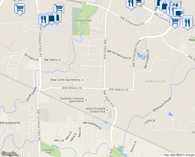 map of restaurants, bars, coffee shops, grocery stores, and more near 1107 Northeast 86th Way in Hillsboro