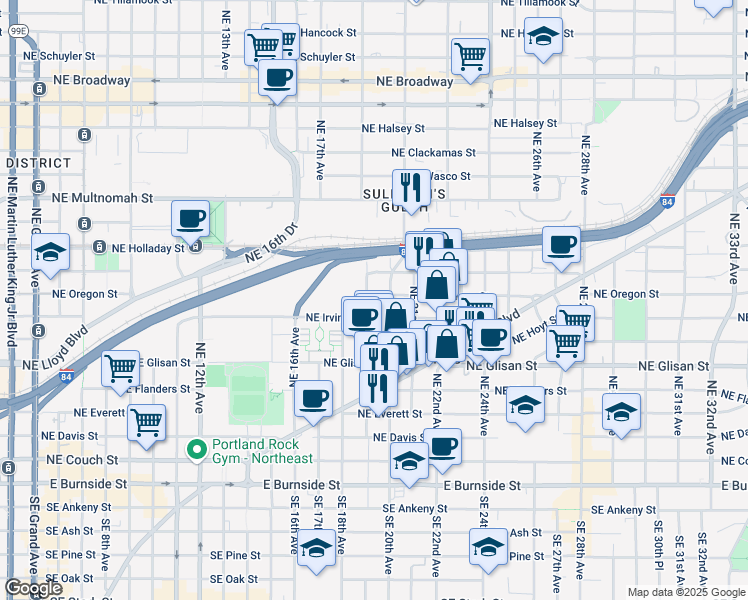 map of restaurants, bars, coffee shops, grocery stores, and more near 706 Northeast 19th Avenue in Portland
