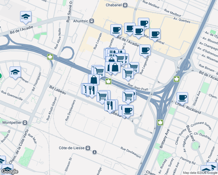 map of restaurants, bars, coffee shops, grocery stores, and more near 430 Rue Wright in Montréal