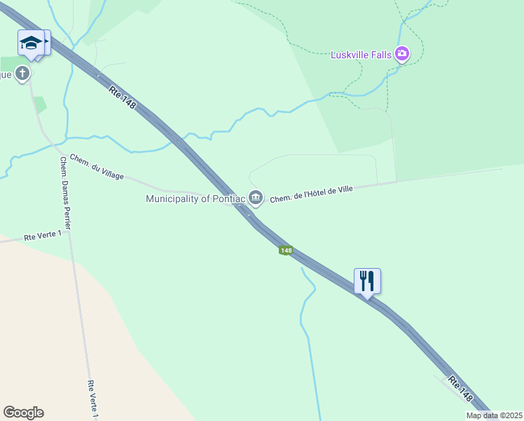 map of restaurants, bars, coffee shops, grocery stores, and more near 2024 route 148 in Luskville