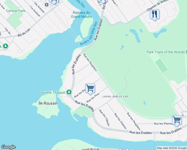 map of restaurants, bars, coffee shops, grocery stores, and more near 34 Rue les Sorbiers in Laval