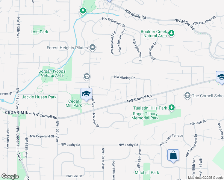 map of restaurants, bars, coffee shops, grocery stores, and more near 1278 Northwest 100th Terrace in Portland