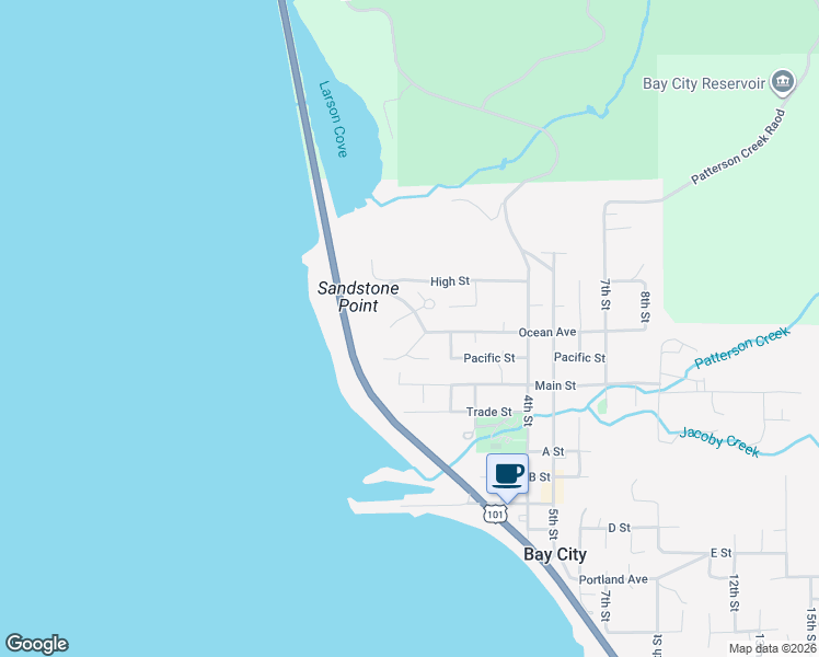 map of restaurants, bars, coffee shops, grocery stores, and more near South Ridge Drive in Bay City