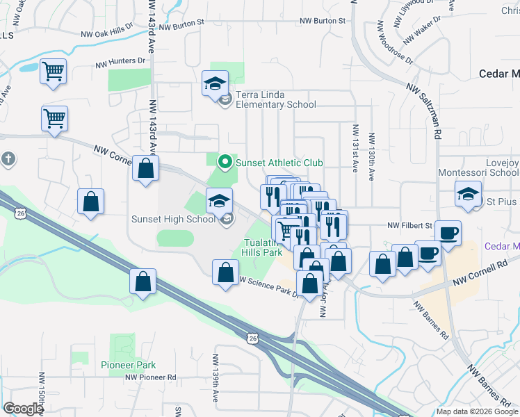 map of restaurants, bars, coffee shops, grocery stores, and more near 1255 Northwest Trail Avenue in Portland