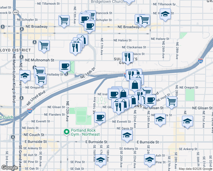 map of restaurants, bars, coffee shops, grocery stores, and more near 847 Northeast 19th Avenue in Portland