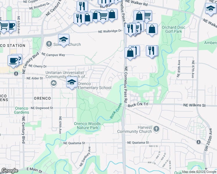 map of restaurants, bars, coffee shops, grocery stores, and more near 21880 Northwest Cherry Lane in Hillsboro
