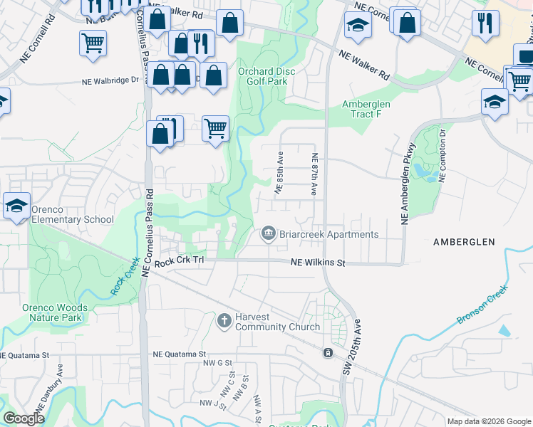map of restaurants, bars, coffee shops, grocery stores, and more near 1331 Northeast 85th Court in Hillsboro
