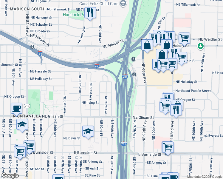 map of restaurants, bars, coffee shops, grocery stores, and more near 916 Northeast 94th Avenue in Portland