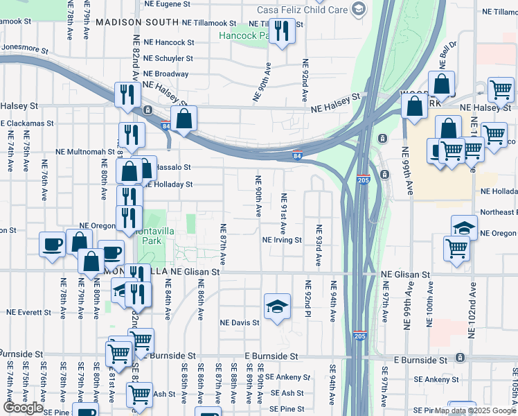 map of restaurants, bars, coffee shops, grocery stores, and more near 880 Northeast 90th Avenue in Portland