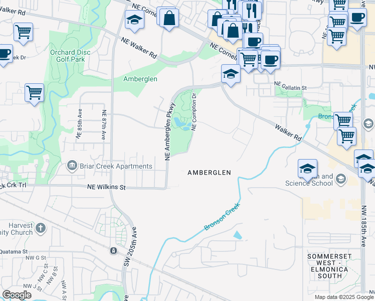 map of restaurants, bars, coffee shops, grocery stores, and more near in Hillsboro