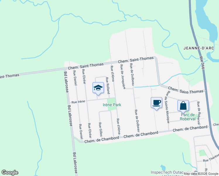 map of restaurants, bars, coffee shops, grocery stores, and more near 1439 Rue Rolland in Gatineau