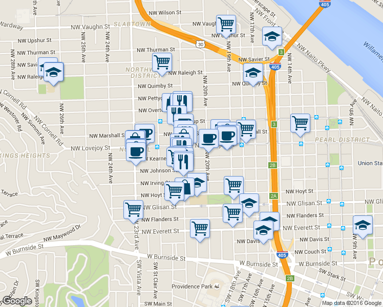 map of restaurants, bars, coffee shops, grocery stores, and more near in Portland