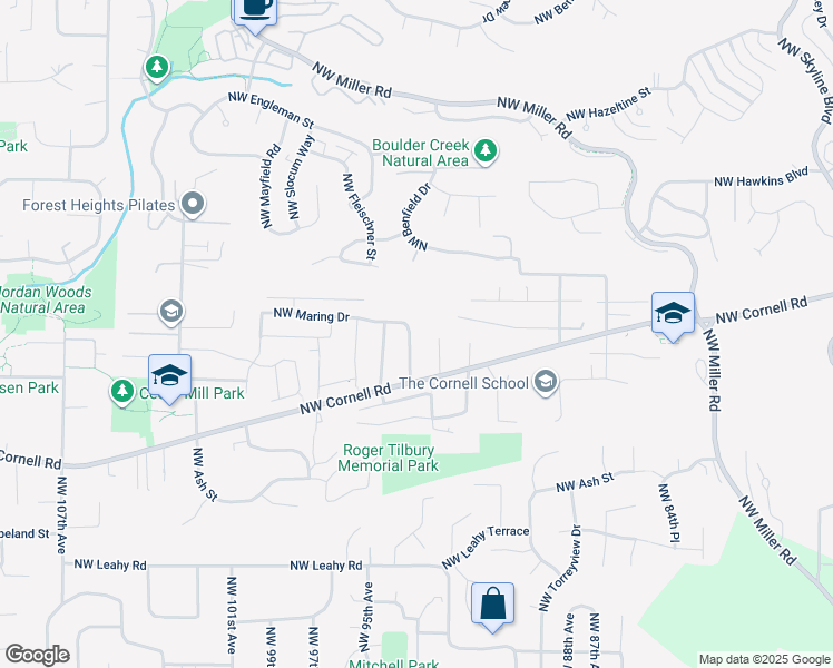 map of restaurants, bars, coffee shops, grocery stores, and more near 1360 Northwest 94th Avenue in Portland