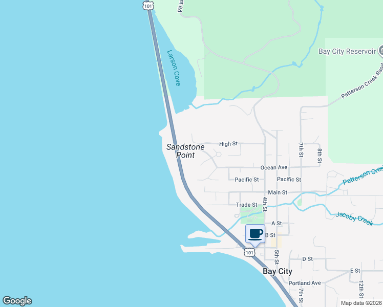 map of restaurants, bars, coffee shops, grocery stores, and more near 10150 Bay Street in Bay City